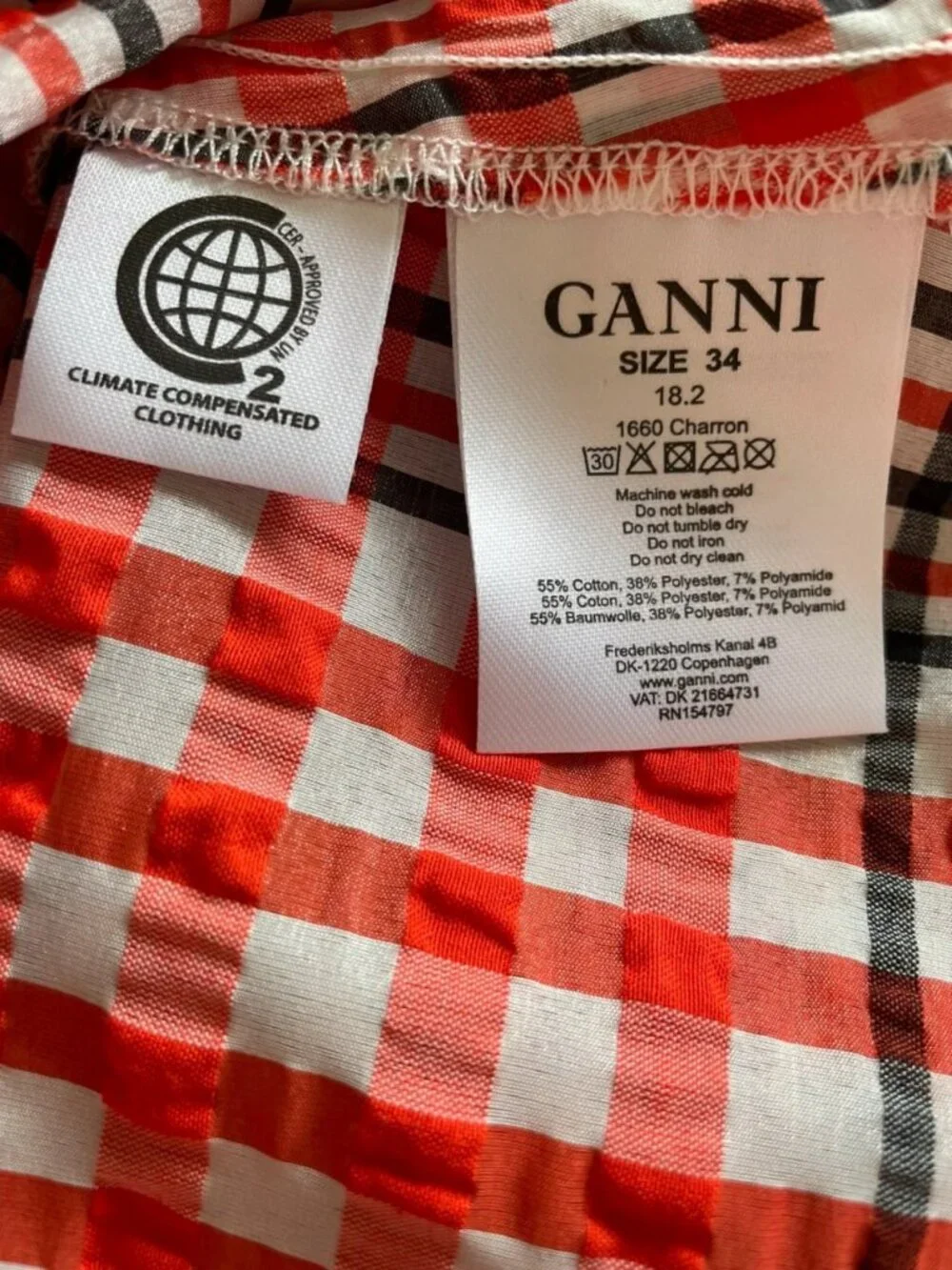 Ganni Charron Red Check Wrap Skirt Size XS